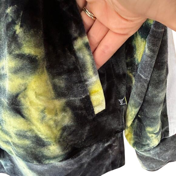 Screenshot Men’s Tie Dye Velour Track Jacket Yellow Black Size L Streetwear - Picture 4 of 6